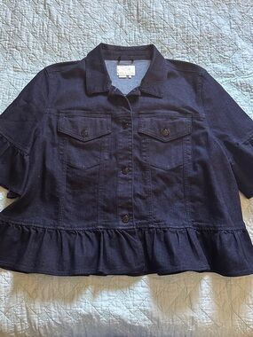 Kate Spade Ruffled Peplum Denim Jacket
